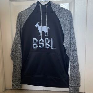 J. America Goat Baseball Sweatshirt Hoodie Black/Gray Adult Small